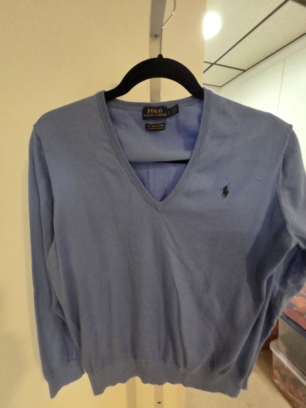 Polo by Ralph Lauren Women's Sky Blue V-Neck Sweater